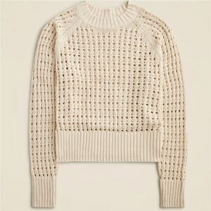 J. Crew Women's Pointelle Crewneck Cream Sweater